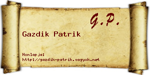Gazdik Patrik névjegykártya